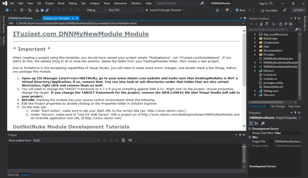 Developing Module on Visual Studio 2019 ITuziast