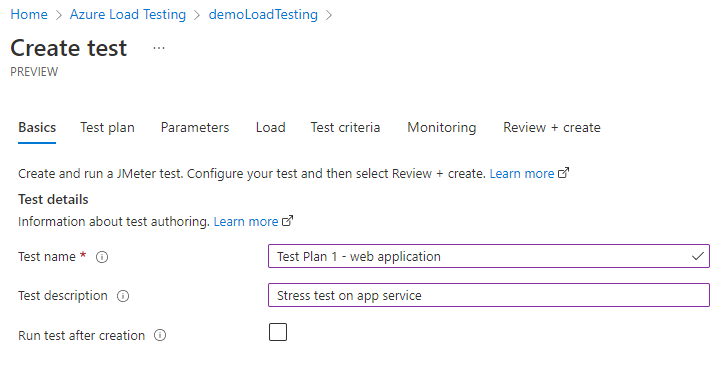 Adding test details (Basic blade)