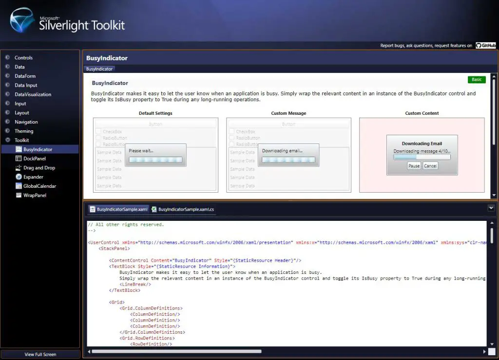 Microsoft Silverlight Toolkit - groups of controls