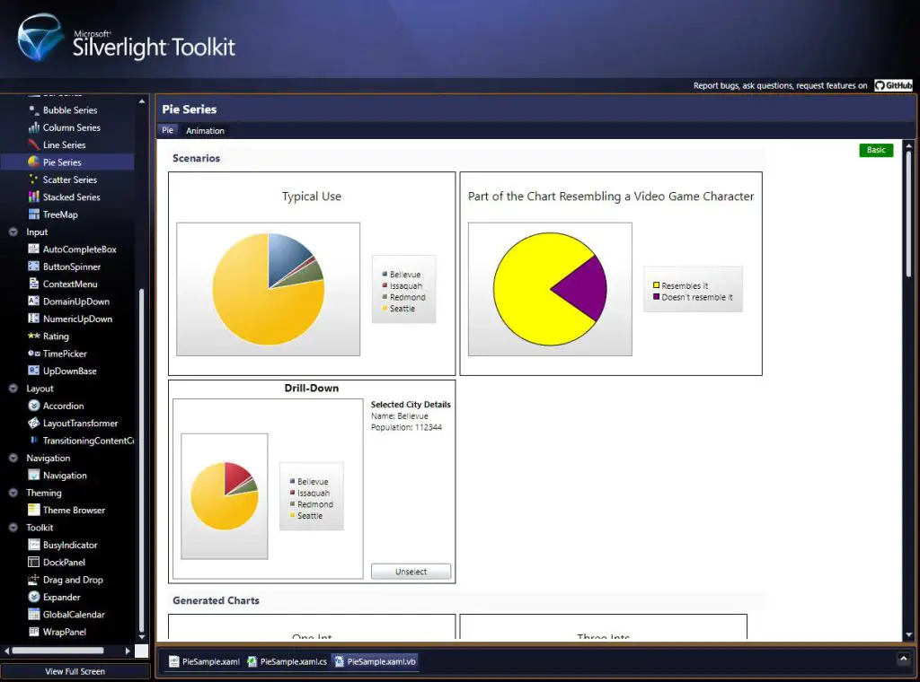 Pie Chart - Microsoft Silverlight Toolkit - OpenSilver implementation
