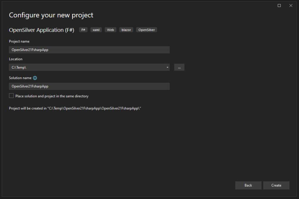 Crating OpenSilver F# project in Visual Studio