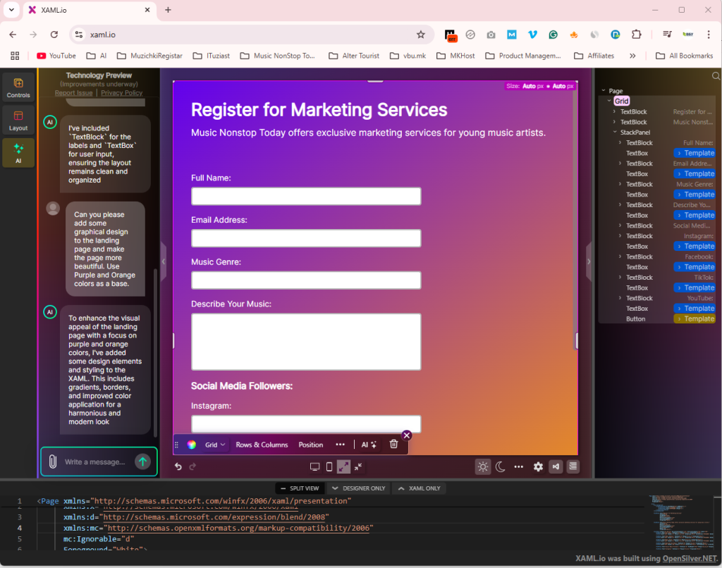 XAML Designer by Userware - https://xaml.io
