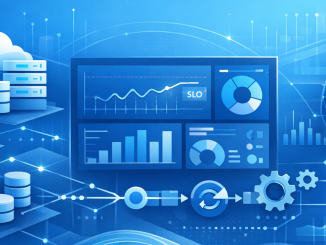 Wide-format technology cover image representing Azure cloud reliability engineering. Show abstract but professional Azure cloud architecture elements such as Kubernetes clusters, application services, observability dashboards, telemetry streams, automation pipelines, and global network connectivity. Use a clean, modern, blue Azure color palette with subtle gradients, geometric patterns, and high-tech lines. Include hints of metrics, SLO/SLI charts, and automated workflows without text. Focus on clarity, precision, and enterprise-level design, suitable for a technical article about Azure SRE and cloud-native reliability. Style: Azure-branded, minimalistic, modern, enterprise visual identity